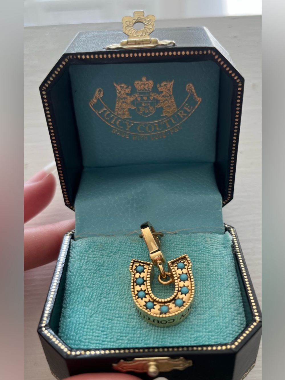 Juicy Couture Gold and Turquoise Horseshoe Charm Pendant